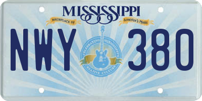 MS license plate NWY380