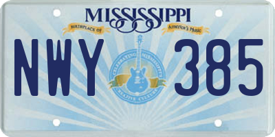 MS license plate NWY385