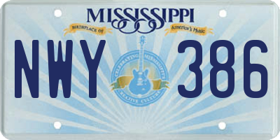 MS license plate NWY386