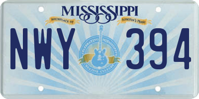 MS license plate NWY394