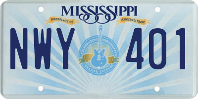 MS license plate NWY401