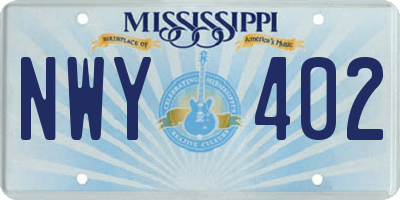 MS license plate NWY402