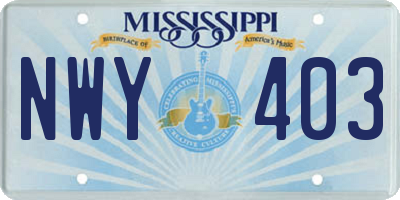 MS license plate NWY403