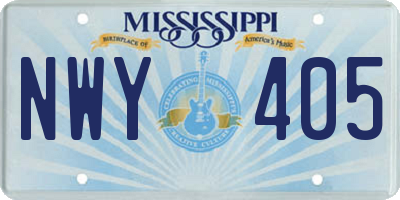 MS license plate NWY405