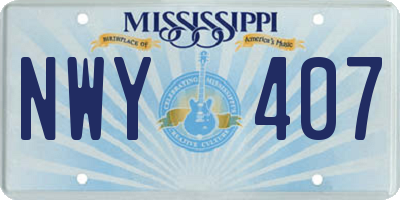 MS license plate NWY407