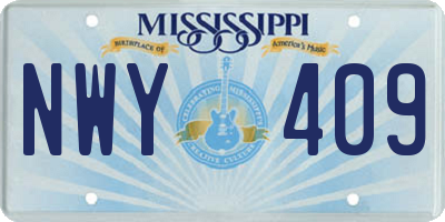 MS license plate NWY409