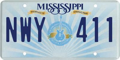 MS license plate NWY411