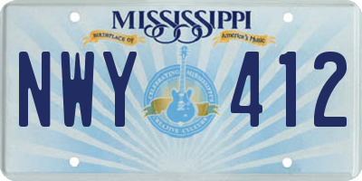 MS license plate NWY412