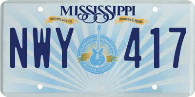 MS license plate NWY417
