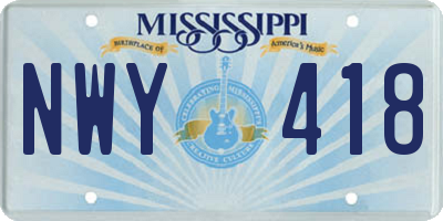 MS license plate NWY418