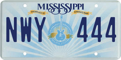 MS license plate NWY444