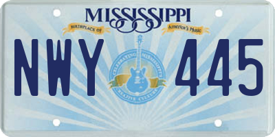 MS license plate NWY445