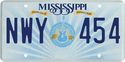 MS license plate NWY454