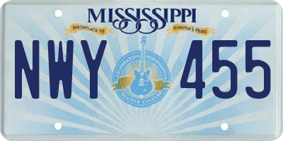 MS license plate NWY455