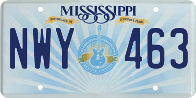 MS license plate NWY463