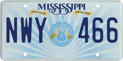 MS license plate NWY466