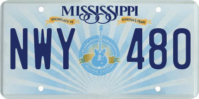 MS license plate NWY480