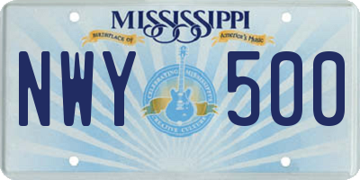 MS license plate NWY500