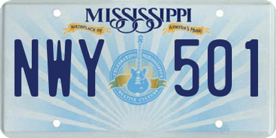 MS license plate NWY501