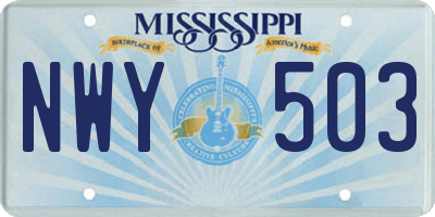 MS license plate NWY503