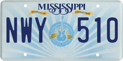 MS license plate NWY510