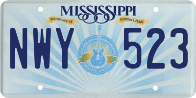MS license plate NWY523