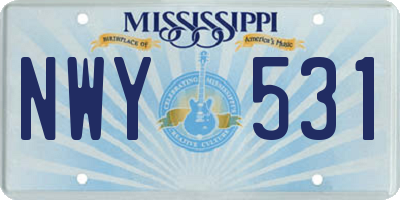 MS license plate NWY531