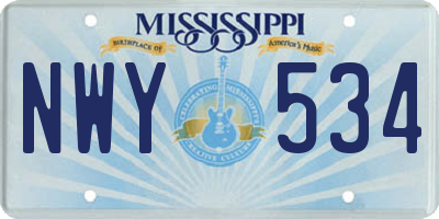 MS license plate NWY534