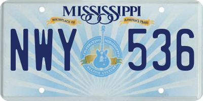 MS license plate NWY536