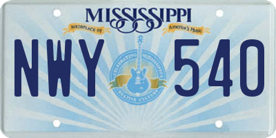 MS license plate NWY540