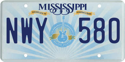 MS license plate NWY580