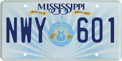 MS license plate NWY601