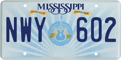 MS license plate NWY602