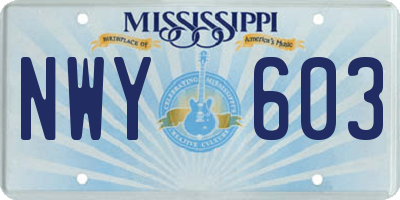 MS license plate NWY603
