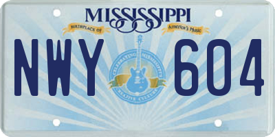 MS license plate NWY604