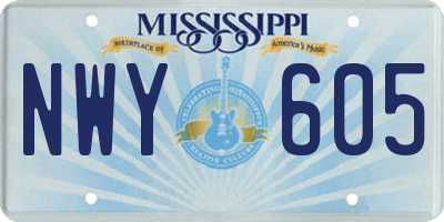 MS license plate NWY605