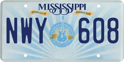 MS license plate NWY608