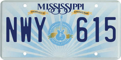 MS license plate NWY615