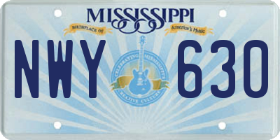 MS license plate NWY630