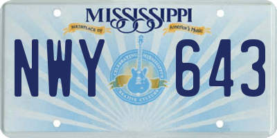 MS license plate NWY643