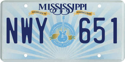 MS license plate NWY651