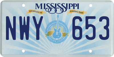 MS license plate NWY653