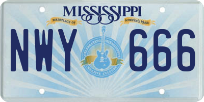MS license plate NWY666