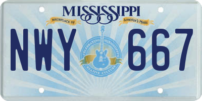 MS license plate NWY667