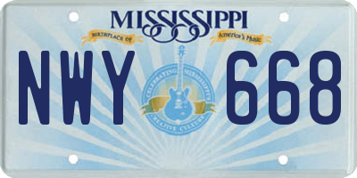 MS license plate NWY668