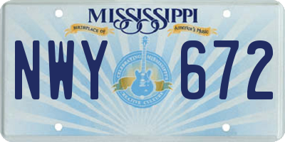 MS license plate NWY672