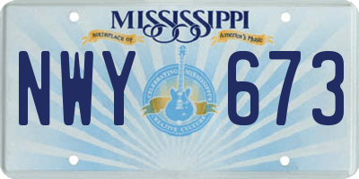 MS license plate NWY673