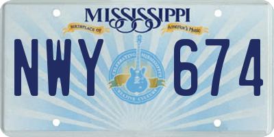 MS license plate NWY674