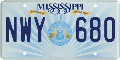 MS license plate NWY680