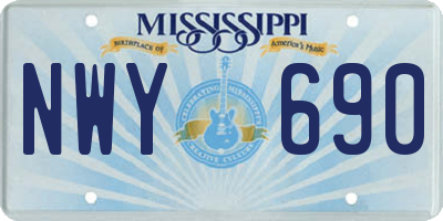 MS license plate NWY690
